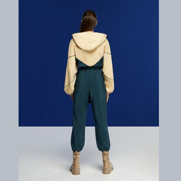 Nocturne Women's Colorblock Hooded Sweater Jumpsuit Size XS Statement Streetwear - Picture 3 of 11